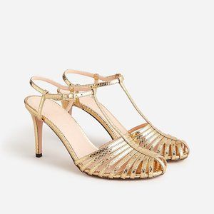 ****SOLD****J. Crew GOLD-Rylie caged-toe snake-embossed Italian leather- Size 10